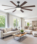 Beast Of A 72 Inch Ceiling Fan With Remote For Indoor Outdoor Use, Industrial Style With Large Led Panel in living room