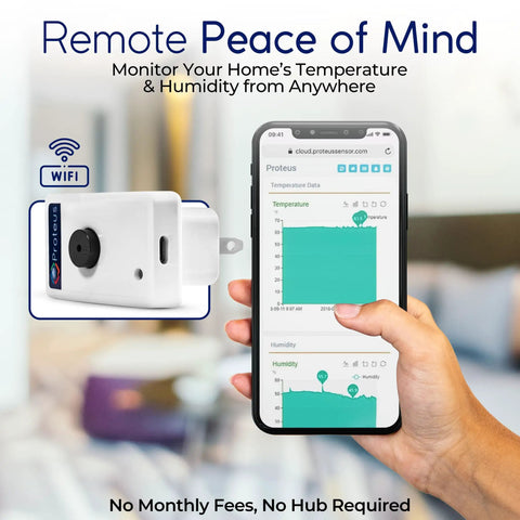 Smart WiFi Temperature And Humidity Sensor With Built In Buzzer And Email Text Alerts, Cloud Connected No Monthly Fees, No Hub Needed