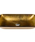 Rectangular Gold Glass Vessel Bathroom Sink 22 Inch Above Counter Slick Modern Look With Scratch Resistant Finish