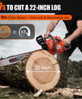 Heavy Hitter 68cc Gas Chainsaw With 22 Or 24 Inch Bar, 2 Cycle Engine Power for tree felling, cutting through log.