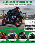 Premium 304 Stainless Steel Black Motorcycle Fairing Bolt Kit M5 And M6 Hex Head Fasteners on sportbike in motion.