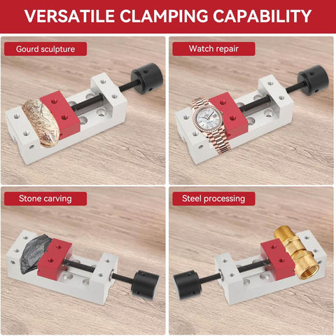 Compact Mini Drill Press Bench Vise Clamp 2 Inch Opening, 50mm Capacity used for gourd sculpture, watch repair, stone carving, steel processing