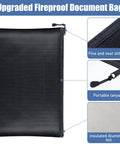 4 Pack Fireproof Document Bags Waterproof Safe Storage Pouches With Zipper for A4 Documents Money Passport and Tablet, black
