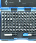 Open view of Pro Grade 100 Piece Beefy Impact Ready Security Bits Screwdriver Set Kit With 2 Quick Chucks in PVC case