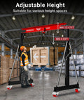 Heavy Duty 3 Ton Gantry Crane With Upgraded 2026 Trolley, Adjustable Height 8.53 To 12.47 Ft, red, in warehouse setting