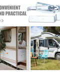 Heavy Duty Trailer Gate Latch Kit With Adjustable Toggle Latch For RVs And Caravans Rugged Tool Chest Or Toolbox Door Lock Accessory Easy Install Durable Secure Latch For Outdoor Use shown on RVs and caravans.