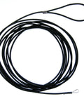 Black Bird Harness Leash Extension 10 Foot 3 Meter For Small To XXL Birds Attaches To Harness Wrist Strap coiled on white background