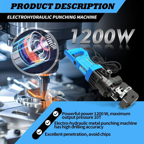 Electric Hydraulic Hole Punch Tool 1200W 110V Heavy Duty Beast Metal Punch for Steel Copper Aluminum Iron Alloy with machine display