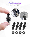 4 Piece Gas Strut Ball Stud Kit With 10 mm Ball Studs And Hardware Nuts For Hoods And Trunks, Easy Auto Replacement Shock Mounting Kit For Sedans SUVs MPVs Black black carbon steel ball stud with nuts for hood and trunk gas strut mounting