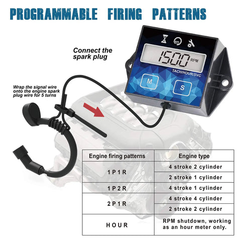 Keepin Tabs Digital Hour Meter With Tachometer And Maintenance Reminders, wire connected to engine diagram and RPM display