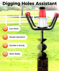Heavy Duty Electric Post Hole Digger With Six Inch Auger Bit for soil drilling, showing features like low noise and durability