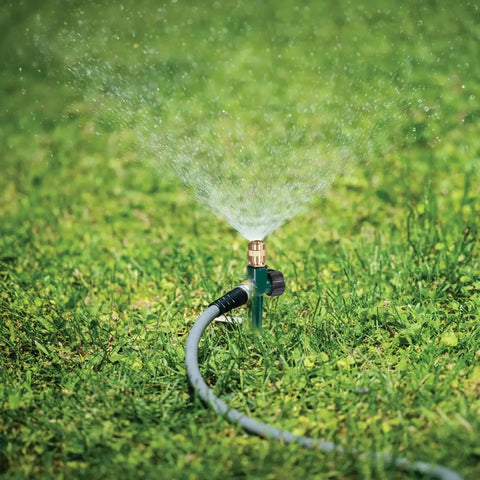 Two Pack Metal Lawn Sprinklers With Adjustable Brass Nozzles And Spike Bases Deliver 360 Degree Coverage For Big Yards Patios And Gardens Durable