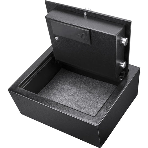 Digital Keypad Safe Box With Solid Steel Construction 0.15 Cu Ft Top Opening Drawer Safe For Home And Office Deadbolts Quick Access