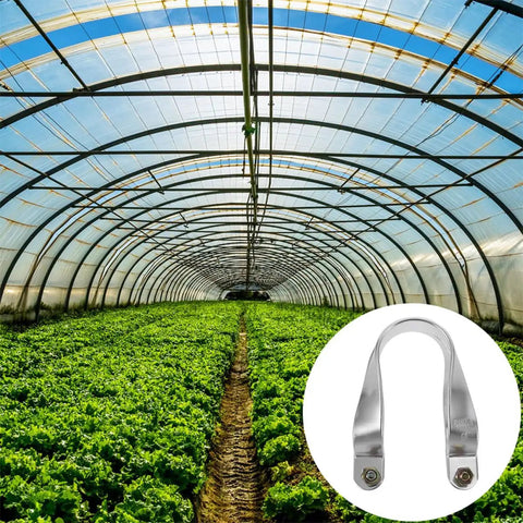 Aluminum Alloy U Shaped Tube Clamp Cross Connector For Greenhouse Frame 34mm Tube Bracket Heavy Duty Plant Support Fixing Hardware Built To Last Ideal For Greenhouses And Garden Projects, Easy To Install, Rust Resistant Aluminum, Durable Cross Connector