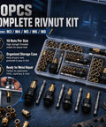 Premium Carbon Steel Rivet Nut Set With Heavy Duty Head Tool For M3 To M8 Sizes Featuring Compact Carry Case Perfect For Garage Fixes And Diy Projects That Get The Job Done Fast. 60pcs complete rivnut kit with M3-M8 inserts and drill adapters in storage case