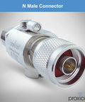 Beefed Up Coaxial Lightning Arrester For Outdoor Antennas With Wide Band Protection DC To 6 GHz N Male Connector Silver