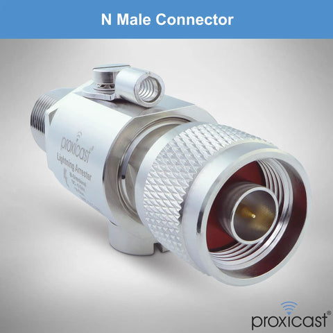 Beefed Up Coaxial Lightning Arrester For Outdoor Antennas With Wide Band Protection DC To 6 GHz N Male Connector Silver