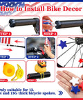 4th Of July Patriotic Bike Decorations Kit For Kids With Red White And Blue Tassels Streamers Tinsel Wheel Spoke Beads American Flags Parade Decor And Rubber Duck Party Favor Fun And Kid Friendly installation steps with accessories