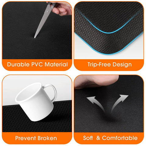 Kitchen Mat Cushy Thick Floor Comfort Mat With Non Slip Bottom Water And Stain Resistant Easy Clean Standing Desk Mat features