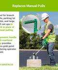 Greenlee G1 Versi-Tugger Handheld Cable Puller showing ergonomic handle, used in electrical tasks on-site.
