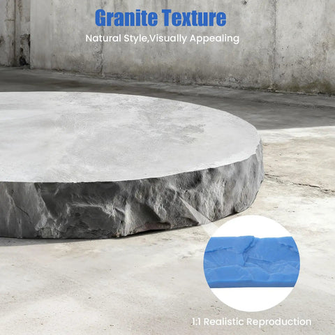 Concrete Texture Edge Form for Pools and Cabinets, 90.55 Inch by 2.75 Inch Blue PU Mold, seamless stamping example displayed.