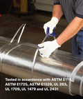 Top Shelf Endothermic Firestop Mat For Power Cables And Steel Conduits 24 5 In By 20 Ft Roll being applied on a pipe.