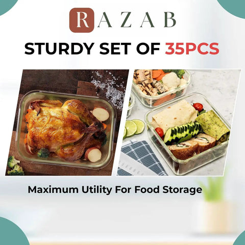35 Piece Glass Food Storage Set With Airtight Lids For Easy Meal Prep BPA Free Leak Proof Bento Boxes Stain And Odor Resistant