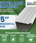Gutter Guard System For 5 Inch Gutters, Aluminum Leaf Protection, USA Made, 125 Feet, White, 50 Year Durability