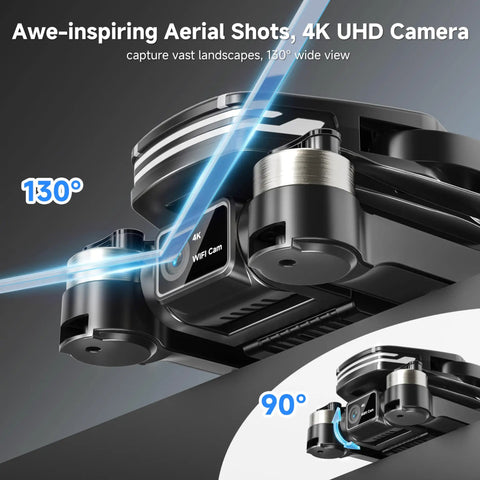 Close-up of 4K Camera Drone With FPV And Foldable Design For Adults And Kids, 130 Degree Lens showcased in promotional highlight