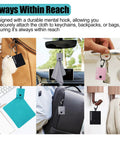 Six solid-color microfiber eyeglass cleaning cloths on metal keychains, shown on bag, car, and door, Amazon