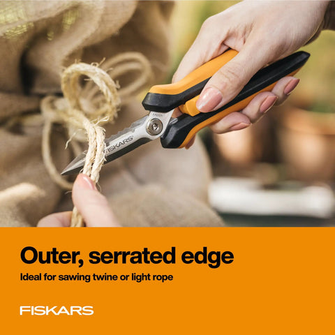 Using Multipurpose 8 Inch Garden Shears With Sheath And Soft Grip Handle Pruning Scissors For Gardening Serrated Edge And Wire Cutter