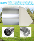 10 Inch Hooded Wall Vent With Screen And Damper For Outdoor Exhaust in white, shown fitted to metal ducting in a garden setting.