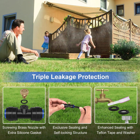 Misting System 26 Foot Kit With Brass Nozzles And Three Quarter Inch Brass Adapter For Outdoor Patio Cooling Garden Use