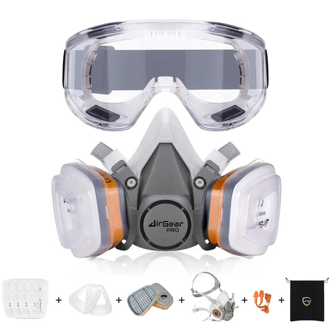 Front view of G-500 Reusable Respirator Mask With A1P2 Filters For Gas And Dust Protection Dual Filtration System