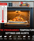 Dual Probe Instant Read Meat Thermometer For Oven And Grill With 2 Probes And Dual Temperature Display showing temperature on oven