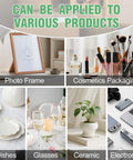 Collage showing foam dish packing kit used with photo frame, cosmetics, dishes, glasses, ceramics, and electronics