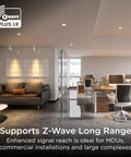 Slick Z Wave Long Range Dimmer Switch With Classic Toggle Design For Effortless Smart Home Control Compatible With Alexa And Google Assistants For No Sweat Diy Installation in modern office setting.