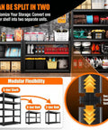 Heavy Duty Steel Storage Shelves With Anti Fall Rails For Maximum Security And Organization, Adjustable Shelves For Garage, Basement, And Pantry, Tight Tolerance Fit, Durable Construction, Easy Assembly For Instant Decluttering, split into 5-tier, 3-tier, and 2-tier units
