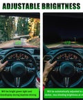 HD Car Heads Up Display With Large Font USB Plug And Play Digital Speedometer showing adjustable brightness in daylight and night view