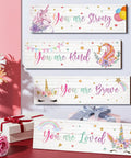 Unicorn Wall Decor Set For Girls Room Rainbow Wall Art Four Piece Bundle Motivational Inspirational Bedroom Decorations For Kids