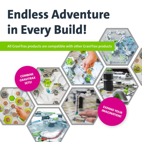 GraviTrax Starter Set Gravity And Magnetic Marble Run Kit For Kids 8 And Up And Totally Hands On STEM Toy That Sparks Engineering Skills Critical Thinking Problem Solving Creativity And Educational Fun. hexagon build collage