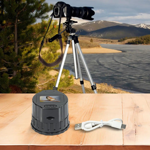 Telescope Camera Eyepiece With 1.5 Inch TFT Screen For 1080P Video Recording on tabletop, landscape background