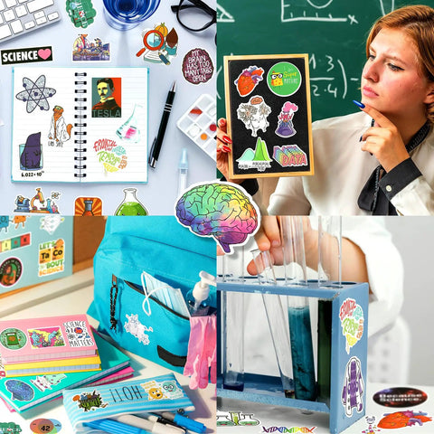 100 Piece Science Stickers for Water Bottles Featuring Physics Biology Chemistry Math Themes to Spark Curiosity for Students and Teachers Die Cut No Duplicates Dope for Class Projects Experiments and STEM Gift Bags on notebooks and boards