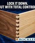 Close-up of corner dovetail joint using Versatile Dovetail Jig Kit With Router Template Guide Bushing And More For Woodworking Durable