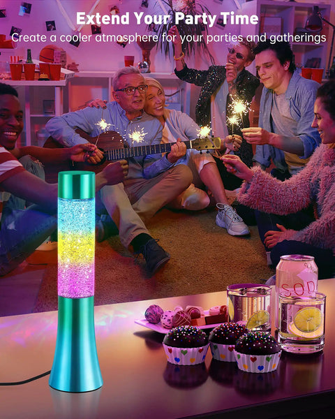 13 Inch Color Changing Liquid Glitter Lamp for Desk and Mood Night Light with Flowing Liquid Motion Chill Rainbow Led Decor