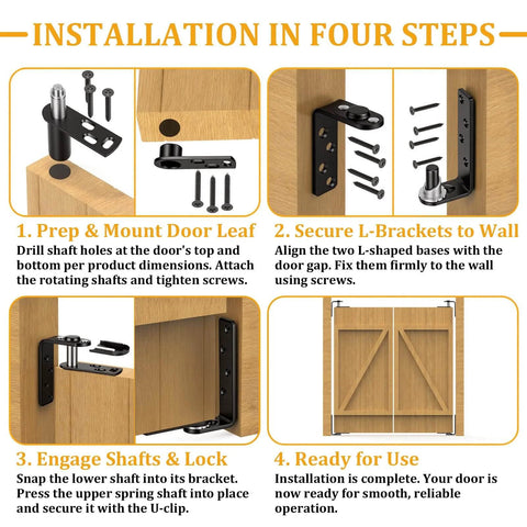 Installation steps for Heavy Duty Self Closing Door Hinges Double Acting Swinging Hinges For Cafe Doors And Bar Counters, black matte