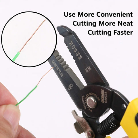 Dead Simple Wire Stripper And Cutter For 22 To 30 AWG Copper Wires with heavy duty steel blades cutting copper wire.