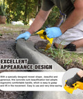 Person using Concrete Curb Trowel Edger For Edging And Curbing Projects, Pro Grade Stainless Steel Hand Tool With An Ergonomic Design outdoors.