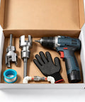 Heavy Duty 4 In 1 Pvc Pipe Threader For 1/2 3/4 And 1 Inch Plastic Tubing Fits Any Standard Power Drill set with drill and accessories.