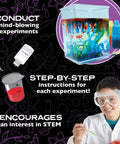 Ultimate Science Lab Kit For Kids And Teens Ages 8 And Up With Over 40 Hands On Experiments And All Materials Included Zoom Ooze And Explore - colorful experiments and child in goggles.